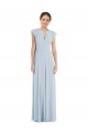 Purcahse  V-Back Flutter Sleeves Bateau Neck A-Line Soft Chiffon Formal Evening Dress UK