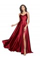 Purcahse  Low Back Sleeveless Spaghetti Straps A-Line Silky Satin Black Tie Evening Gown UK