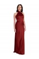 Purcahse  Backless Sleeveless Halter Neck A-Line Stretch Satin Black Tie Evening Dress UK