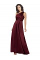 Purcahse  Burgundy Sleeveless One Shoulder A-Line Silky Satin Formal Evening Dress UK