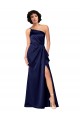 Purcahse  Sapphire Sleeveless One Shoulder A-Line Silky Satin Black Tie Evening Dress UK