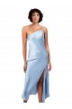 Purcahse  Light Sky Blue Sleeveless One Shoulder A-Line Silky Satin Formal Evening Dress UK