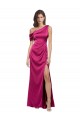 Purcahse  Sleeveless One Shoulder A-Line Stretch Satin Evening Dress UK