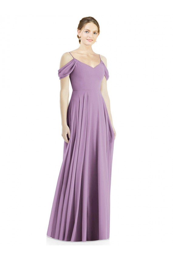 Purcahse  Open Back Sleeveless Off the Shoulder A-Line Soft Chiffon Semi Formal Evening Dress UK