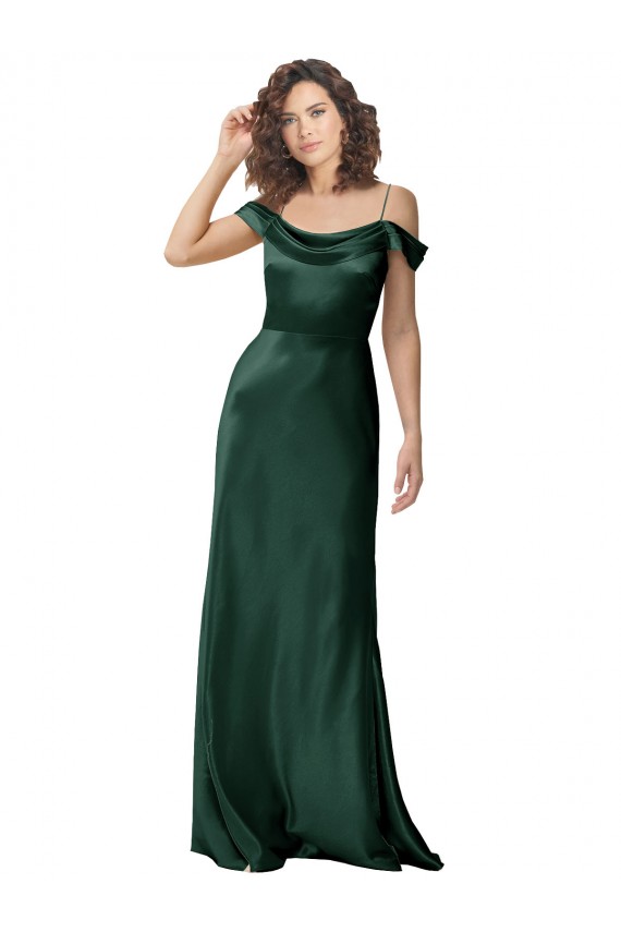 Purcahse  V-Back Sleeveless Off the Shoulder A-Line Stretch Satin Formal Evening Dress UK