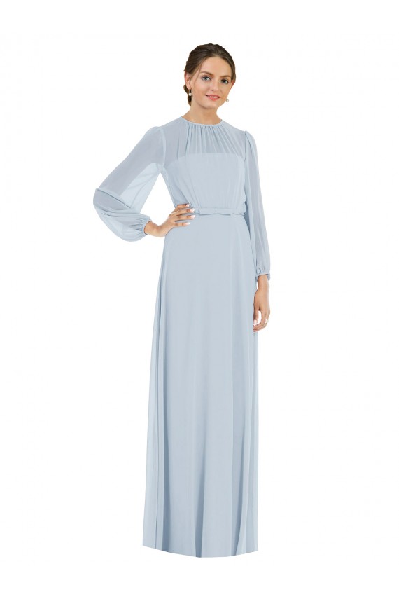 Purcahse  Keyhole Back Puff Sleeves Strapless A-Line Soft Chiffon Formal Evening Dress UK