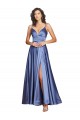 Purcahse  Low Back Sleeveless Spaghetti Straps A-Line Silky Satin Black Tie Evening Dress UK
