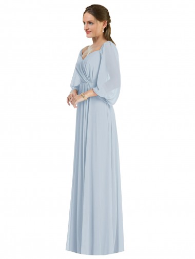 Purcahse  Puff Sleeves Off the Shoulder A-Line Soft Chiffon Formal Evening Dress UK