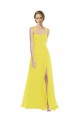 Purcahse  Yellow Sleeveless Spaghetti Straps A-Line Soft Chiffon Semi Formal Evening Dress UK