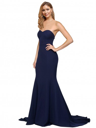 Purcahse  Low Back Sleeveless Sweetheart A-Line Stretch Crepe Formal Evening Dress UK