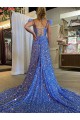 Purcahse  Sleeveless V-Neck A-Line Velvet Sequin Evening Dress UK