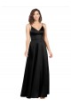 Purcahse  V-Back Black Sleeveless V-Neck A-Line Silky Satin Formal Evening Dress UK