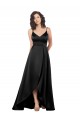 Purcahse  Low Back Sleeveless V-Neck A-Line Silky Satin High Low Evening Dress UK