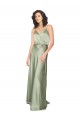 Purcahse  V-Back Sleeveless V-Neck A-Line Silky Satin Formal Evening Dress UK
