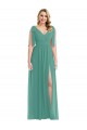 Purcahse  V-Back Icelandic Silver Sleeveless V-Neck A-Line Soft Chiffon Semi Formal Evening Dress UK