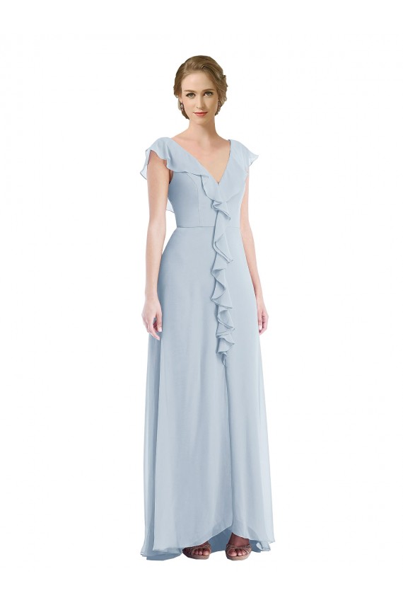 Purcahse  V-Back Sea Glass Sleeveless V-Neck A-Line Soft Chiffon Black Tie Evening Dress UK