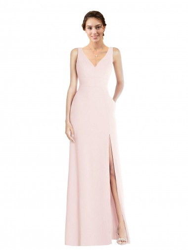 Purcahse  Low Back Sleeveless V-Neck A-Line Stretch Crepe Black Tie Evening Dress UK