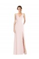 Purcahse  Low Back Sleeveless V-Neck A-Line Stretch Crepe Black Tie Evening Dress UK