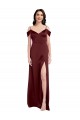 Purcahse  Sleeveless Off the Shoulder A-Line Stretch Satin Evening Dress UK