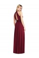 Purcahse  Open Back Burgundy Sleeveless Halter Neck A-Line Soft Chiffon Semi Formal Evening Dress UK