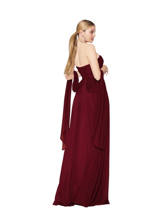 Purcahse  Burgundy Sleeveless Sweetheart A-Line Soft Chiffon Evening Dresses UK