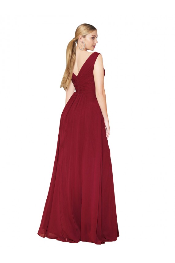 Purcahse  V-Back Sleeveless V-Neck A-Line Soft Chiffon Black Tie Evening Dress UK