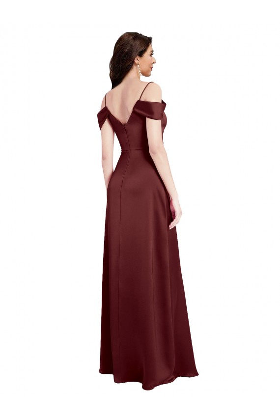 Purcahse  Sleeveless Off the Shoulder A-Line Stretch Satin Evening Dress UK