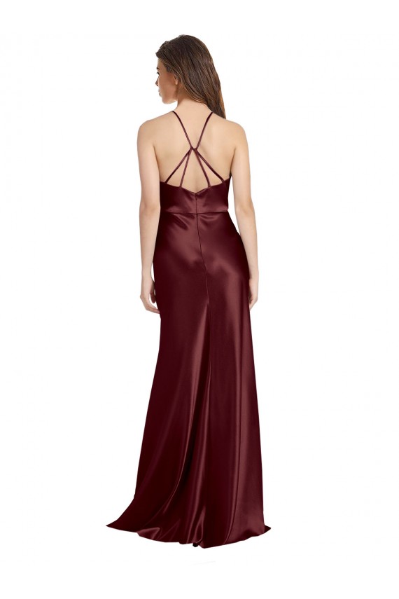 Purcahse  Sleeveless Spaghetti Straps A-Line Stretch Satin Formal Evening Dress UK