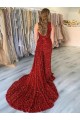 Purcahse  Burgundy Sleeveless One Shoulder Sheath Velvet Sequin Evening Dress UK