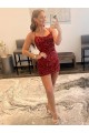 Purcahse  Burgundy Sleeveless Spaghetti Straps Sheath Velvet Sequin Evening Dress UK