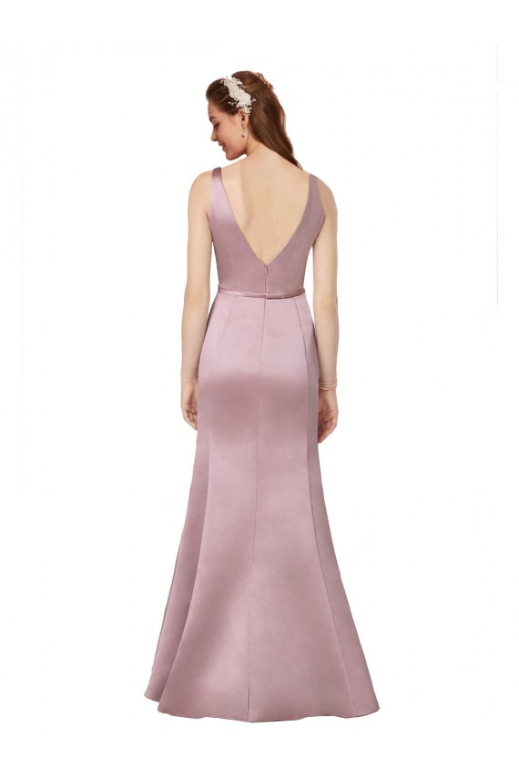 Purcahse  V-Back Sleeveless V-Neck Sheath Satin Formal Evening Dress UK