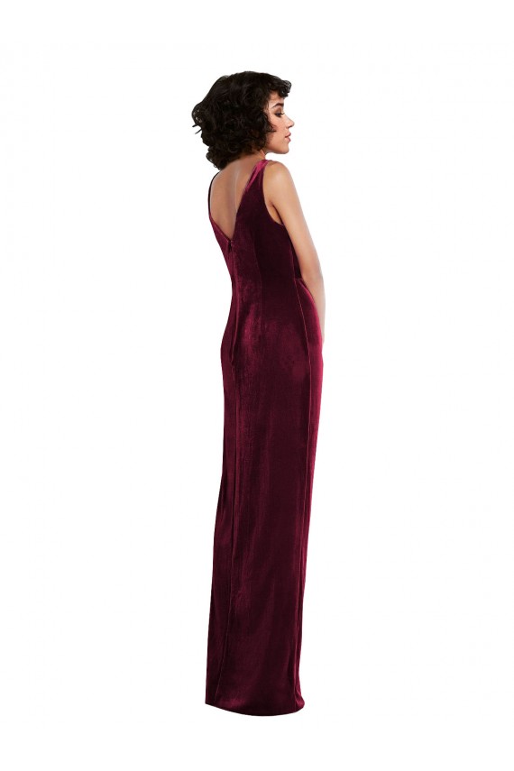 Purcahse  Sleeveless V-Neck Sheath Stretch Velvet Semi Formal Evening Dress UK