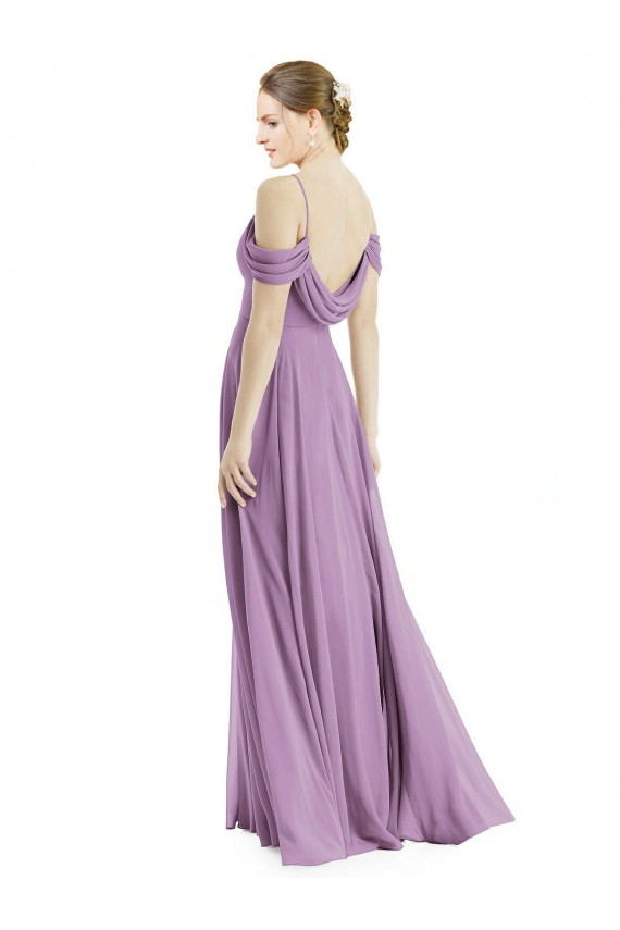 Purcahse  Open Back Sleeveless Off the Shoulder A-Line Soft Chiffon Semi Formal Evening Dress UK