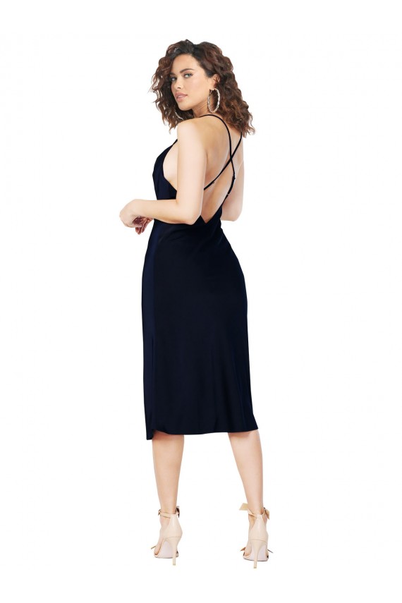 Purcahse  Criss Cross Open Back Sleeveless Spaghetti Straps A-Line Silky Satin Formal Evening Dress UK