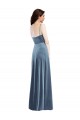 Purcahse  Low Back Dusty Blue Sleeveless Sweetheart A-Line Stretch Velvet Semi Formal Evening Dress UK