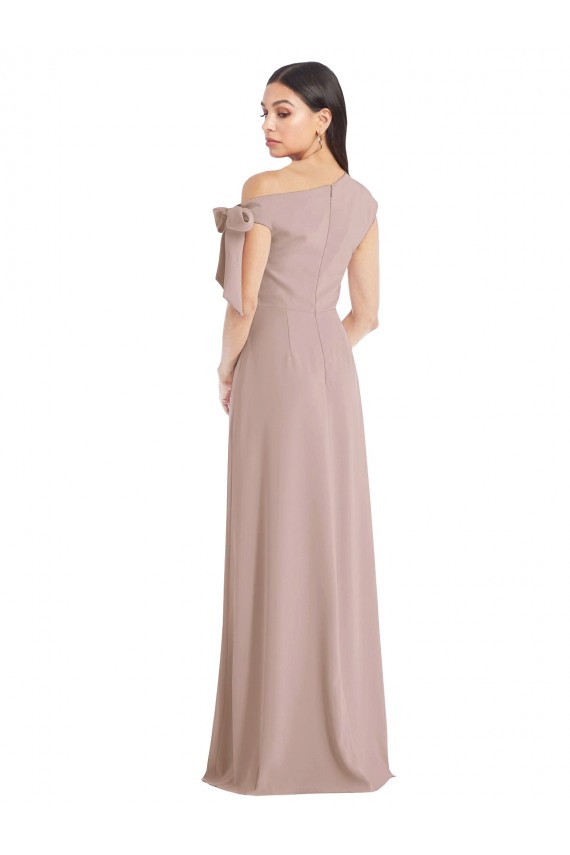 Purcahse  Dusty Pink Sleeveless Off the Shoulder A-Line Stretch Crepe Formal Evening Dress UK