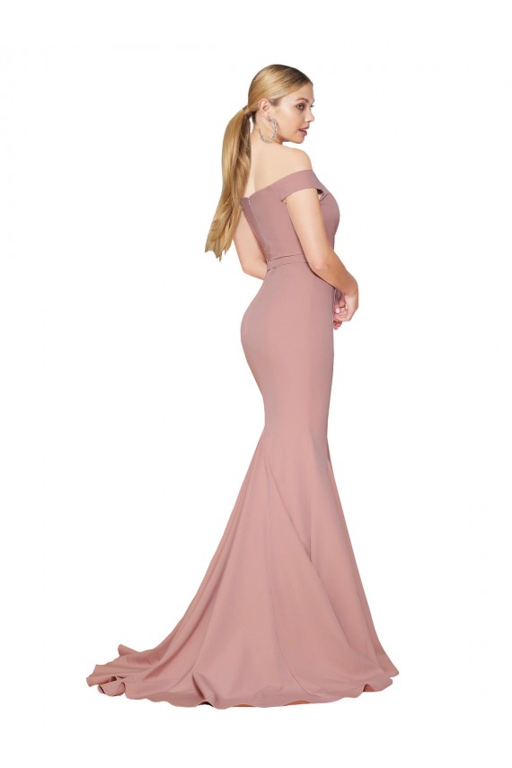 Purcahse  Dusty Pink Sleeveless Off the Shoulder Mermaid Stretch Crepe Formal Evening Dress UK