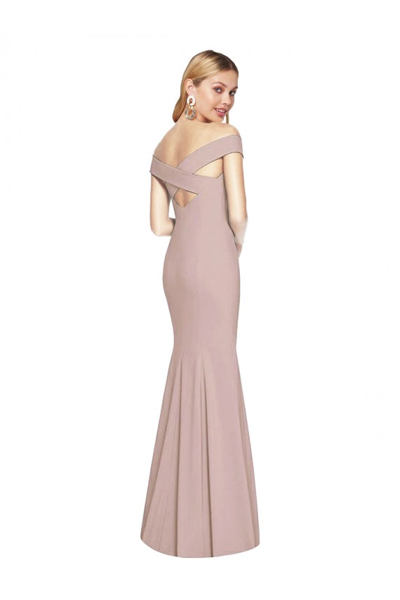 Purcahse  Criss Cross Back Sleeveless Off the Shoulder Trumpet Stretch Crepe Semi Formal Evening Dress UK