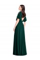 Purcahse  V-Back Bell Sleeves Bateau Neck A-Line Soft Chiffon Semi Formal Evening Dress UK