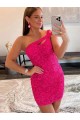 Purcahse  Sleeveless One Shoulder Sheath Velvet Sequin Evening Dresses UK