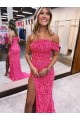 Purcahse  Fuchsia Sleeveless One Shoulder Sheath Velvet Sequin Evening Dress UK