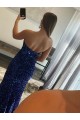 Purcahse  Fuchsia Sleeveless Strapless Sheath Velvet Sequin Evening Dress UK