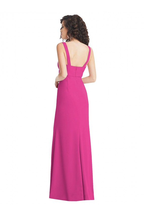 Purcahse  Low Back Sleeveless Square Neck Trumpet Stretch Crepe Semi Formal Evening Dress UK