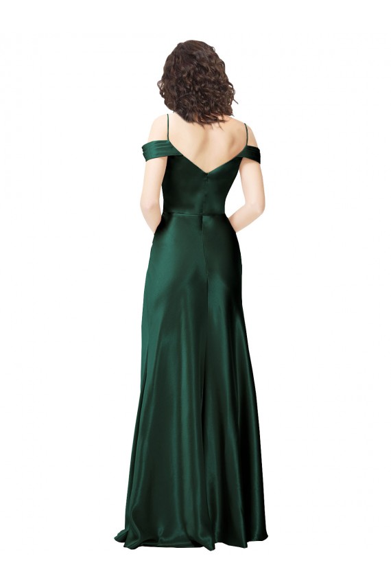 Purcahse  V-Back Sleeveless Off the Shoulder A-Line Stretch Satin Formal Evening Dress UK