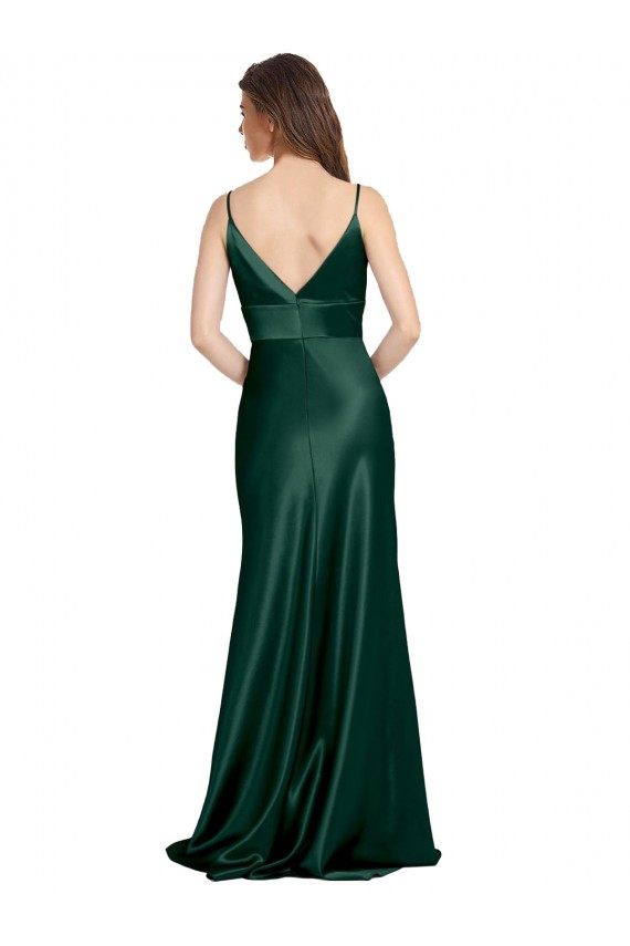 Purcahse  V-Back Sleeveless Spaghetti Straps Sheath Stretch Satin Formal Evening Dress UK