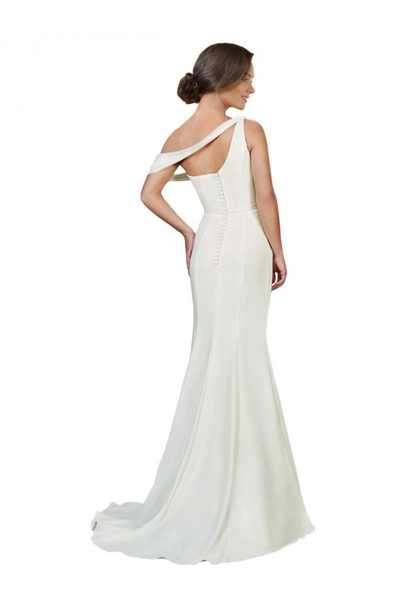 Purcahse  Ivory Sleeveless One Shoulder Sheath Stretch Crepe Formal Evening Dress UK