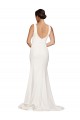 Purcahse  Low Back Sleeveless Square Neck Sheath Stretch Crepe Semi Formal Evening Dress UK
