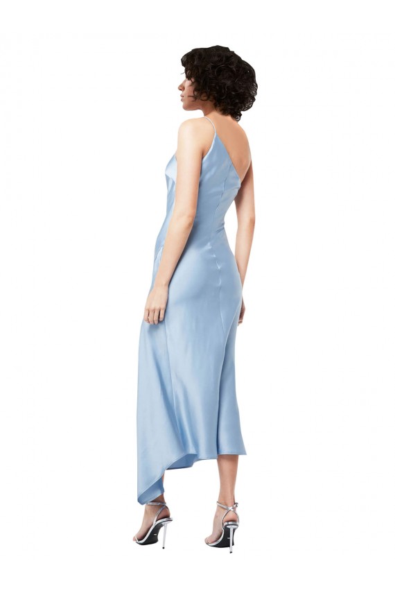 Purcahse  Light Sky Blue Sleeveless One Shoulder A-Line Silky Satin Formal Evening Dress UK
