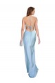 Purcahse  Criss Cross Open Back Light Sky Blue Sleeveless Cowl Neck Sheath Silky Satin Formal Evening Dress UK