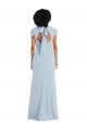Purcahse  Keyhole Back Cap Sleeves Jewel Neck Trumpet Stretch Crepe Semi Formal Evening Dress UK